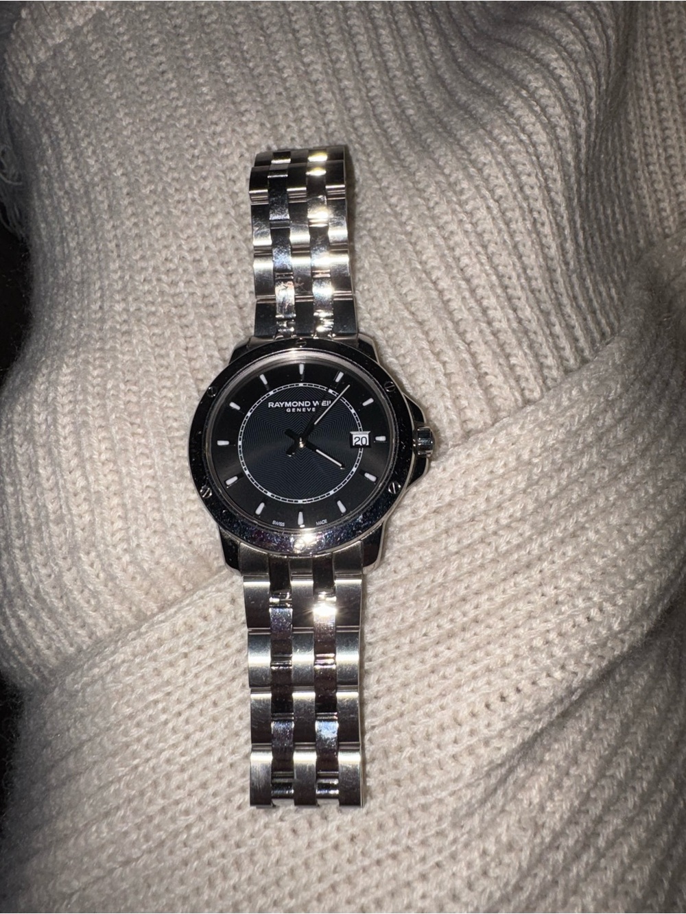 Raymond Weil Silver Steel Bracelet Black Dial Men's Watch
